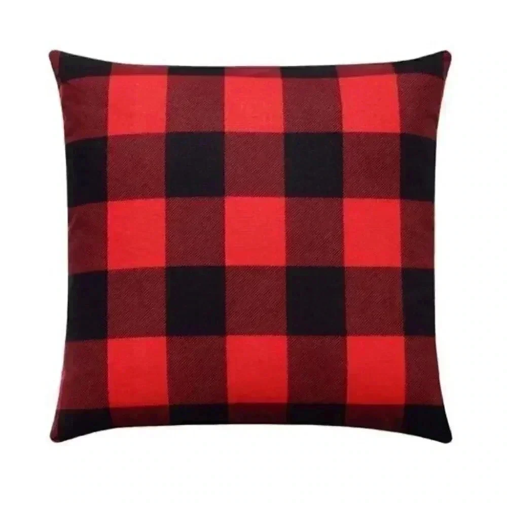Red and Black Buffalo Check Plaid Throw Pillow Cover